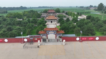 DJI_05214K航拍名胜古迹寺庙大门全景