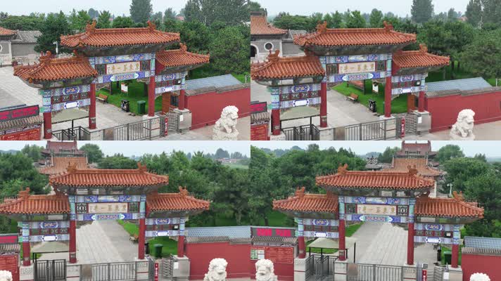 DJI_05174K航拍名胜古迹寺庙大门全景