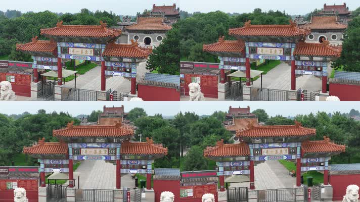 DJI_05194K航拍名胜古迹寺庙大门全景
