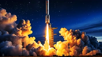 火箭点火发射升空 卫星 中国航天