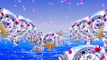 青花瓷画扇背景