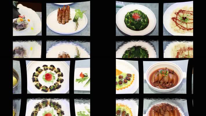 中式美食鱼肉面点精致食物集锦