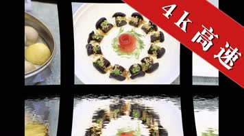 中式美食鱼肉面点精致食物集锦