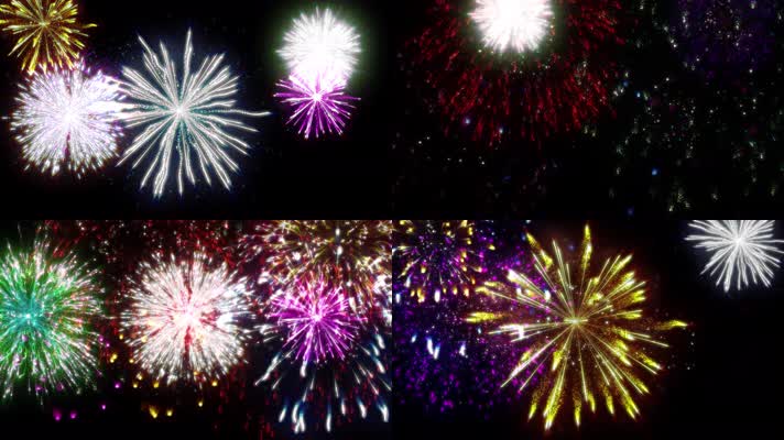 高清多彩绚丽烟花过年节日烟花爆放带通道
