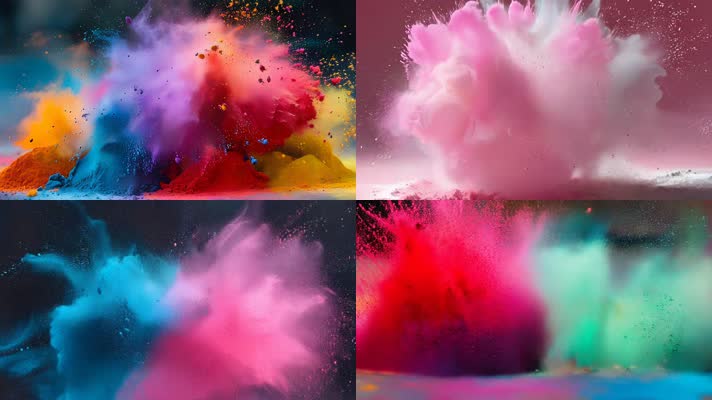 「有版权」震撼粉末碰撞高格拍摄合集4K
