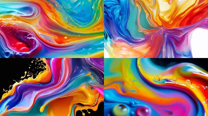 「有版权」五颜六色流动液体合集4K
