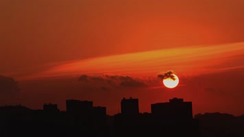 城市天空太阳升起日出延时合集