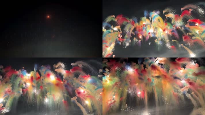 烟花雨 放焰火 烟花 庆祝 夜晚 放烟花 节日