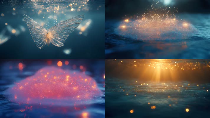 「有版权」漂浮在水中的闪亮粒子合集4K