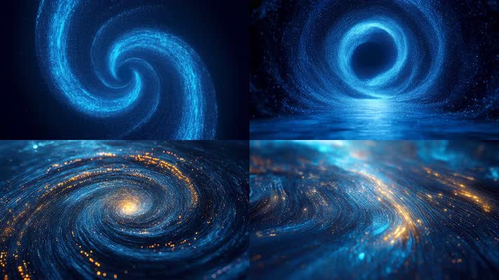 「有版权」科技感蓝色粒子漩涡通道合集4K