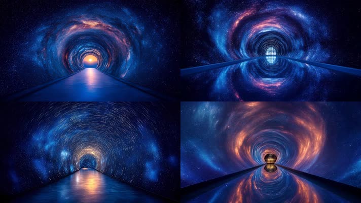 「有版权」科技感浪漫梦幻星空星轨时空隧道