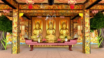 佛教寺庙小品背景