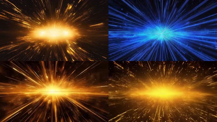 「有版权」科技感金色中心放射放射光粒子线