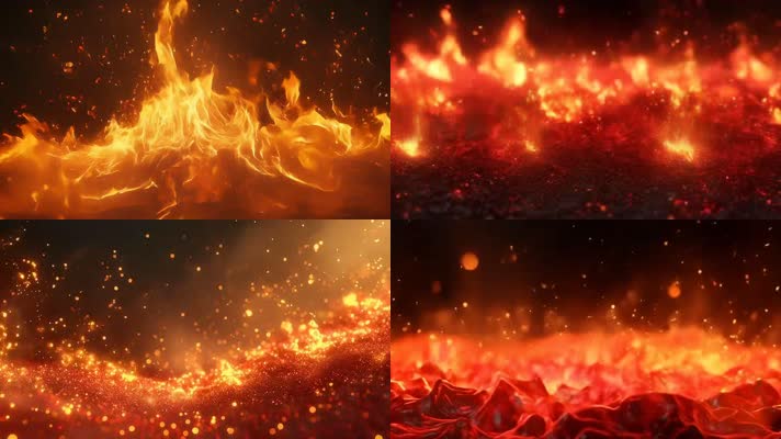 「有版权」金色粒子背景绝美火焰合集4K