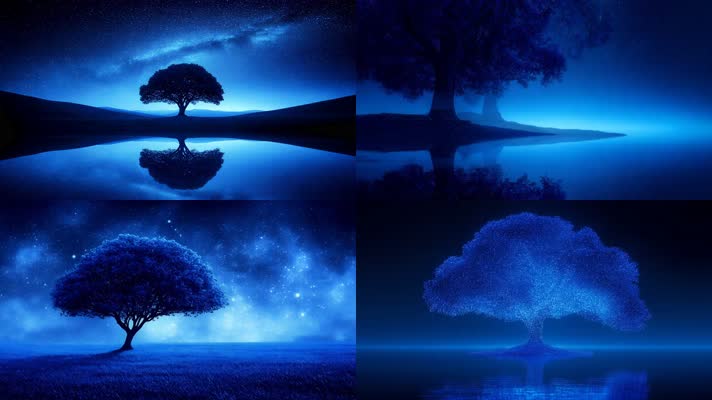 「有版权」蓝色梦幻意境星空大树合集4K