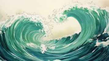 「有版权」唯美青绿彩墨海浪 合集4K