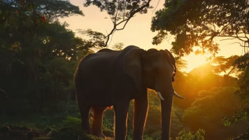 大象非洲日落象群家族繁衍迁徙
