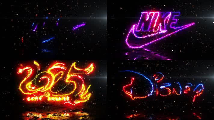 3组炫酷闪电光描logo光扫动态logo演绎