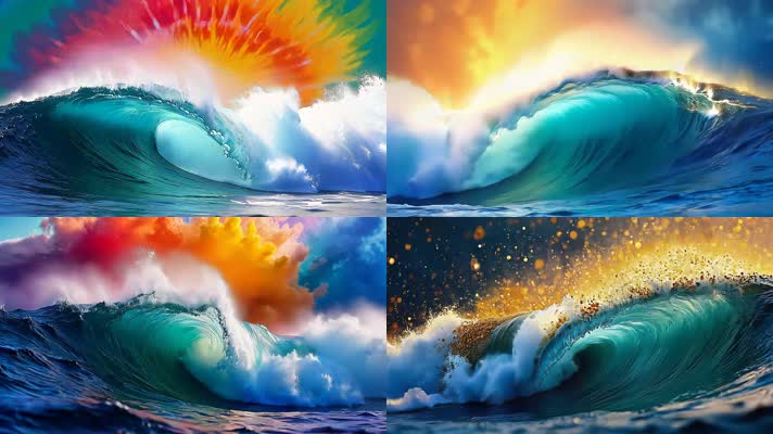 「有版权」炫彩晕染波浪海浪涌动背景合集4