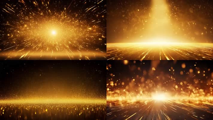 「有版权」动感金色粒子线条舞台背景合集4