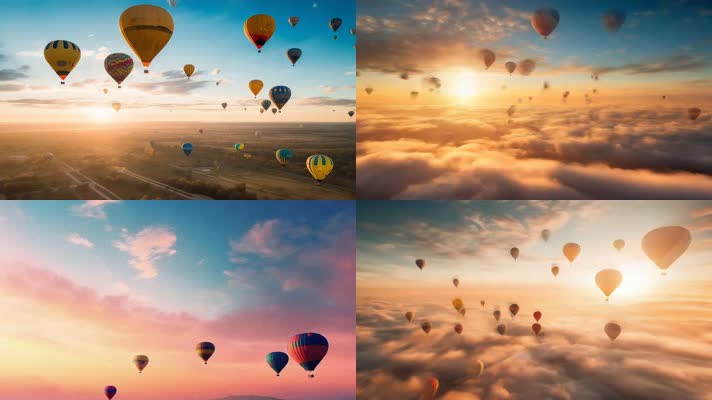 「有版权」航拍热气球日出光影合集4K