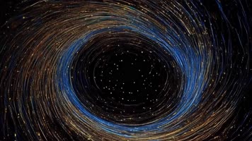 「有版权」金色蓝色粒子线条旋转汇聚合集4