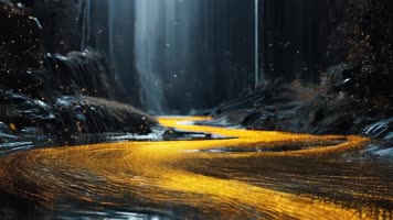 「有版权」金色粒子线条蜿蜒河流瀑布 合集