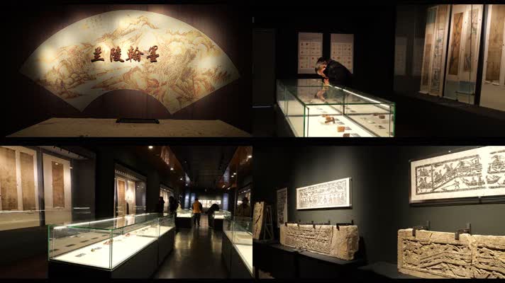 古风扇形壁画\'兰陵翰墨\'场景 兰陵博物馆