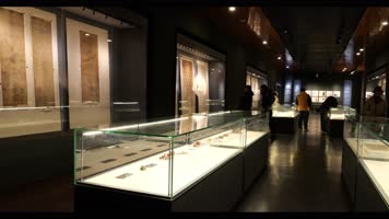 古风扇形壁画\'兰陵翰墨\'场景 兰陵博物馆