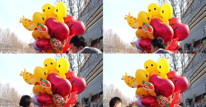 户外各种卡通气球堆放在一起的场景 气球 户外各种卡通气球堆放在一起的场景 气球