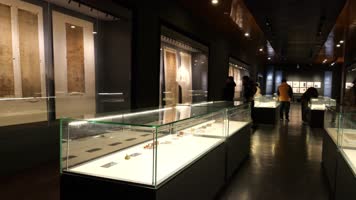 古风扇形壁画\'兰陵翰墨\'场景 兰陵博物馆