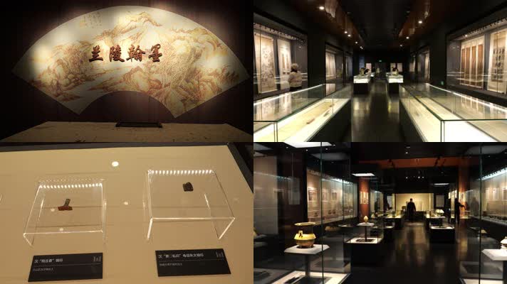 古风扇形壁画\'兰陵翰墨\'场景 兰陵博物馆