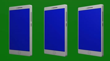 无限循环3D蓝屏手机左右来回转动绿幕素材