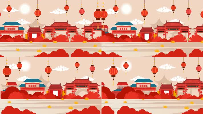 循环动态卡通中国年背景视频