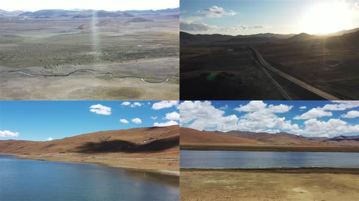 航拍西藏山南哲古草原