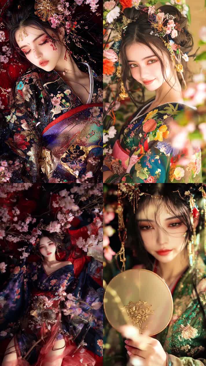 古风女子华丽服饰躺姿特写