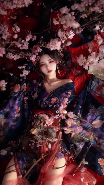 古风女子华丽服饰躺姿特写