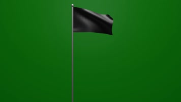 随风飘扬的纯黑旗子小动画绿屏抠像固定镜头