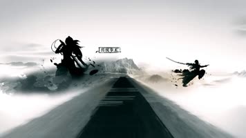 通用水墨版武术功夫跆拳道太极拳表演比赛背