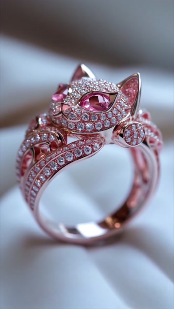 猫眼钻石宝石戒指