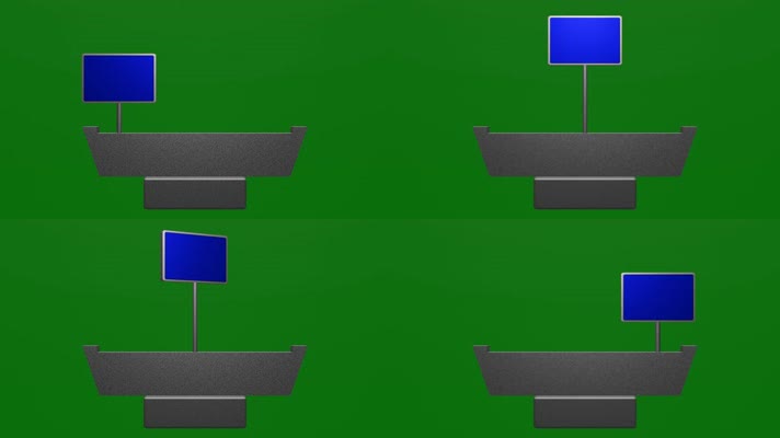 无限循环蓝屏广告牌移动升降旋转绿幕素材