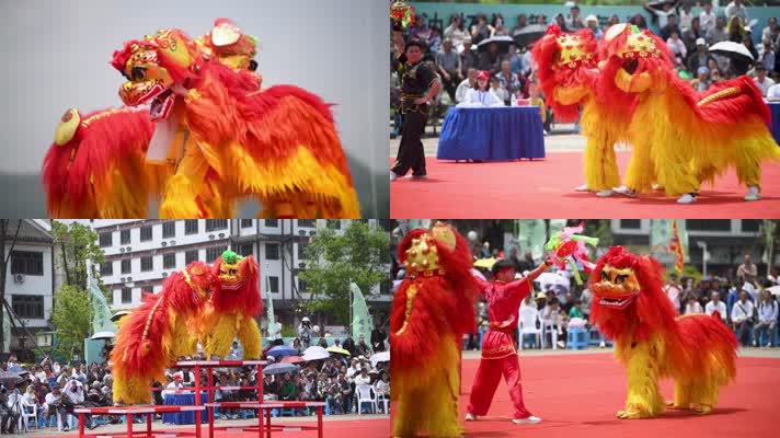 【4k合集】青少年舞狮比赛 传统民间艺术