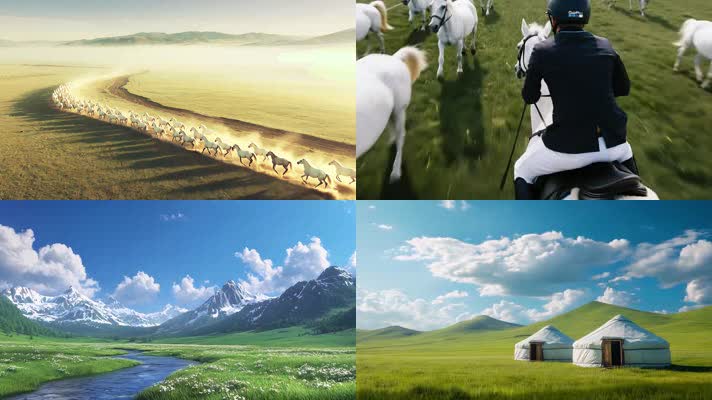 白马 蒙古族民族舞蹈表演晚会节目舞台背景